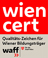 wien cert Logo - Qualitäts-Zeichen für Wiener Bildungsträger | waff Für die Stadt Wien