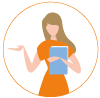 PDF Icon - Illustration Frau hält Flyer