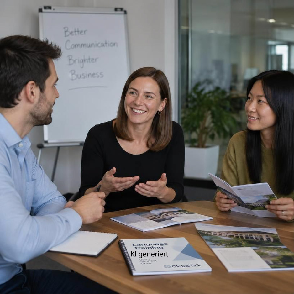 Sprach-Firmentraining 3 Personen am tisch